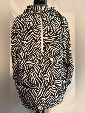 Champion Zebra Print Half-Zip Pullover with Pink Logo